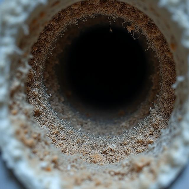 Severely clogged dryer vent full of lint before cleaning