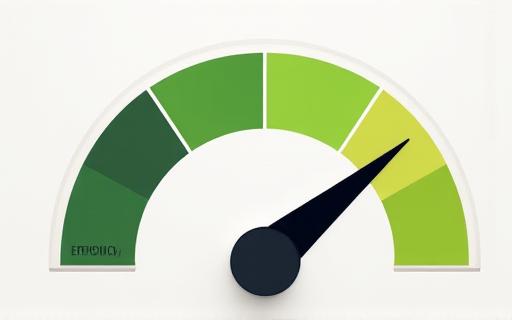 Energy efficiency dial meter showing green for efficient