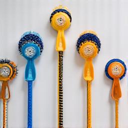 Various flexible dryer vent cleaning rods with brush attachments