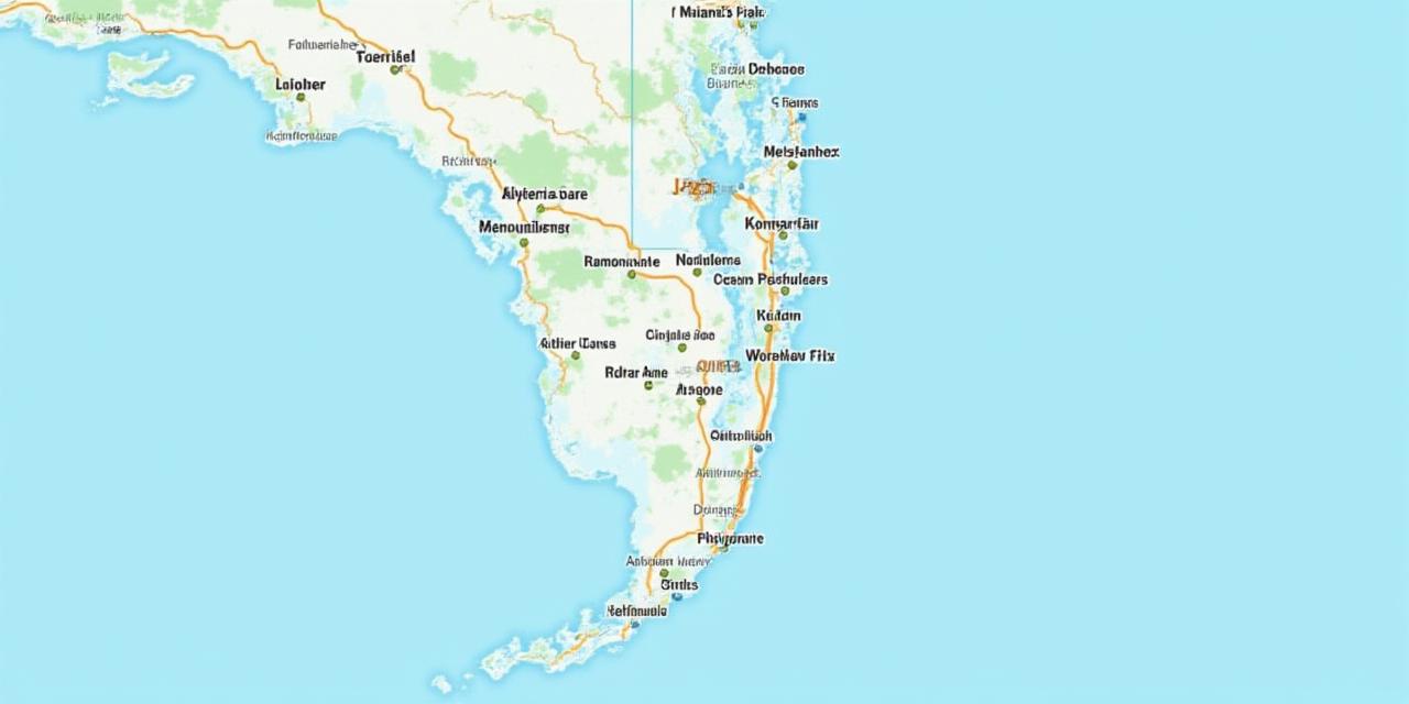 Map showing J-Pex service coverage in Miami Florida, highlighting key areas